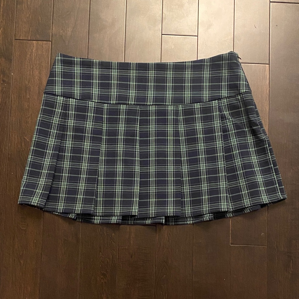 BP Plaid Mini Skirt Navy & Green